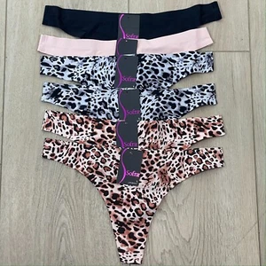 NEW Sofra Womens Large 6 Pack High Waist Thong Underwear Animal Print - Picture 1 of 5