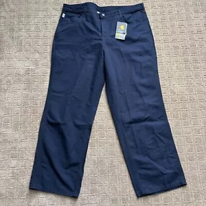 Carhartt Flame-Resistant Women's Canvas Work Pant 18x30 Navy Blue Loose Fit NWT - Picture 1 of 9