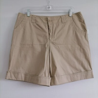 NWT Merona Womens Tan Beige High Rise Flat Front Contour Fit Chino Shorts Sz 14 - Image 1 of 4