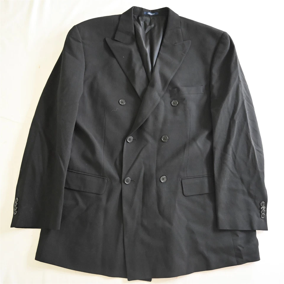 Paul Fredrick 43R 44R Black Trim Fit Double Breasted Suit Jacket Sport Coat - Image 1 of 4