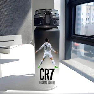 600ml Football Star Ronaldo Water Portable Flip Cover Drinking Bottle - Picture 1 of 26