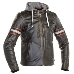 Richa Toulon 2 Leather Casual Armoured Motorcycle Jacket - Black / Red - Picture 1 of 3
