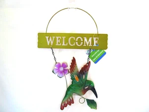 NWT Garden Collection Metal Hummingbird Gold Welcome Sign, 8x12-in - Picture 1 of 4