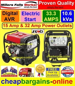 10.6kVa PETROL GENERATOR 8.5kW GENERATOR ELECTRIC START RCD SAFETY 15 & 32 AMP - Picture 1 of 11