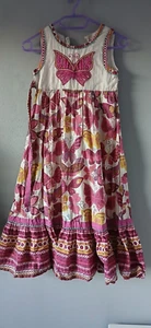 girls monsoon boho maxi summer dress butterfly design pink age 9 - Picture 1 of 8