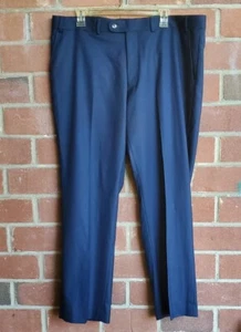 PERRY ELLIS Portfolio Men's Navy Blue Flat Front Trousers Dress Pants 40Wx30L - Picture 1 of 7