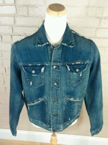 Vtg 50s Style HOLLISTER JEAN Jacket Distressed XL Sanforized Denim Abercrombie - Picture 1 of 4