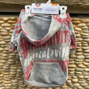 Top Paw Gray/Pink/White Graphic Hoodie Sweatshirt for Dogs. Size Medium. NWT! - Picture 1 of 5