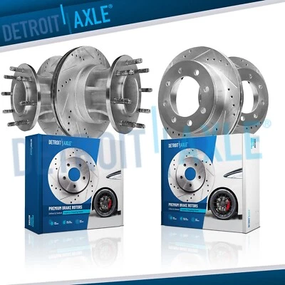 Rotores de freno ranurados perforados delanteros traseros de 14,29" tracción trasera para Ford F-350 Super Duty DRW Foto 1 de 4