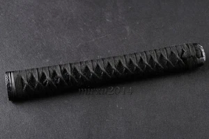 Black Rayskin Handle Black Synthetic Ito Tsuka For Japanese Samurai Katana Sword - Picture 1 of 4