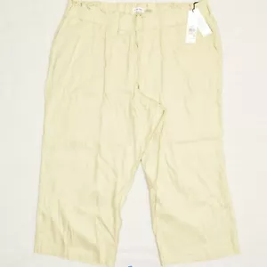 NEW Calvin Klein Women Capri Straight Pull On Linen Beige Plus Size 2X - Picture 1 of 8