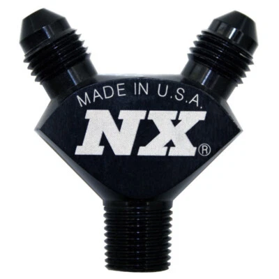 Nitrous Express 1/8NPT x 3AN x 3AN Billet Pure-Flo Y Fitting - Black - Image 1 of 4