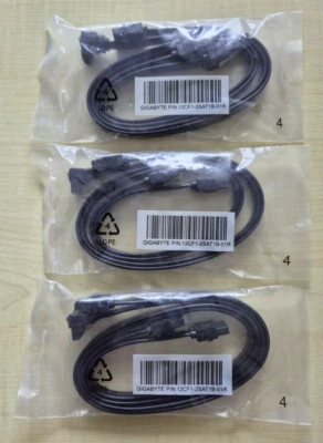 6x Sata Kabel - Gigabyte | 6 Gb/s | Gewinkelt & Ungewinkelt | 45cm | Schwarz - Bild 1 von 4