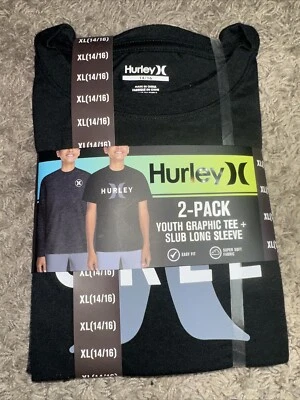 NEW Hurley Boys XLarge 2-pack Shirt Graphic Tee and Slub Long Sleeve Shirt 14-16 - Image 1 of 4