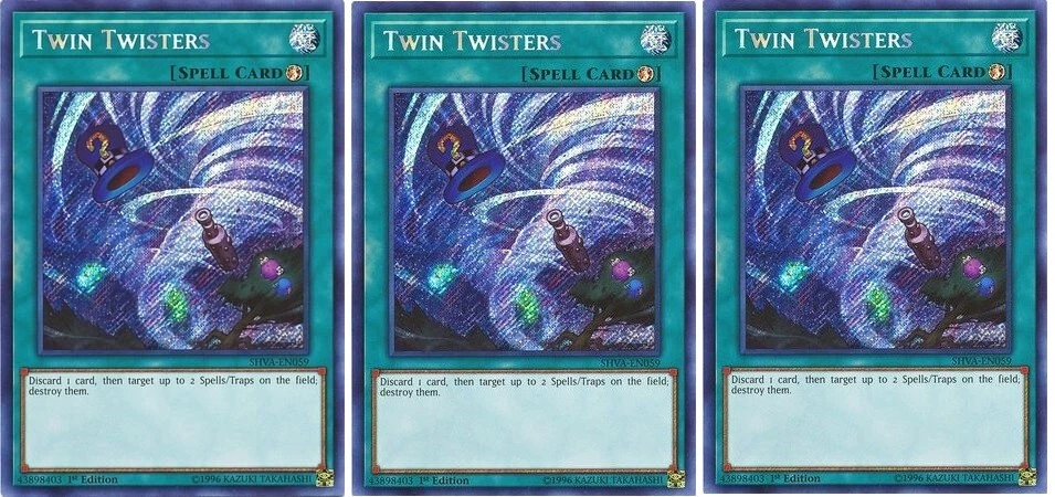 *** 3X TWIN TWISTERS 3X *** PLAYSET 1ST EDITION SECRET RARE SHVA-EN059 YUGIOH! - Image 1 of 1