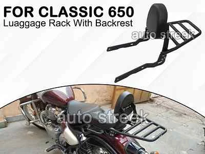 Passend für Royal Enfield Classic 650, Gepäckträger hinten mit Rückenlehne, schw - Bild 1 von 4