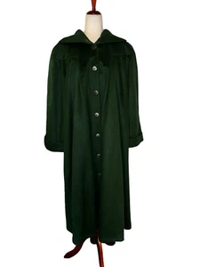 THIERRY MUGLER PARIS VTG Long Full Over Coat Green Women’s Sz 38 Made In France - Picture 1 of 13