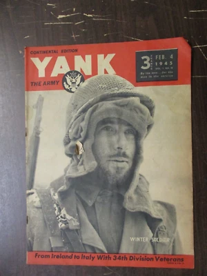 YANK ARMY MAGAZINE FE 4, 1945 CONTINENTAL 34TH DIVIS. WINTER SOLDIER EVE WHITNEY - Image 1 of 2