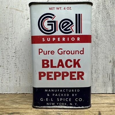 Vintage  Gel Spice Tin - Pepper - G E L New York, NY Advertising UNOPENED - Image 1 of 4