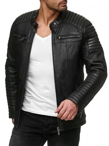 Redbridge Herren Jacke Kunst- Lederjacke Bikerjacke Übergangsjacke Schwarz M6013 - Bild 1 von 80