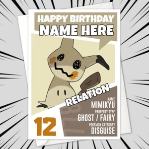 Personalised MIMIKYU POKEMON Birthday Card • personalized pokémon anime - Picture 1 of 2