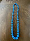 Blue Acrylic Varigated Chunky Statementbead Necklace Elegant Costume Jewelry 20”