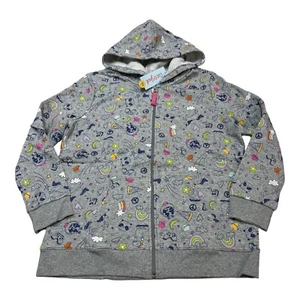 Cat & Jack Girls XL 14/16 Printed Zip-Up Fleece Hoodie Sweatshirt Doodle Rainbow - Picture 1 of 4