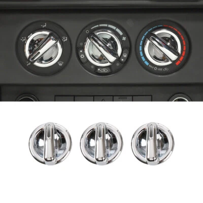 Cubierta de interruptor de botón de perilla de CA de consola para Jeep Wrangler JK 2007-2010 cromo plateado Foto 1 de 4