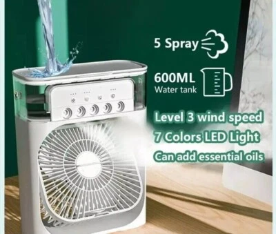 Ventilatore condizionatore con ghiaccio nebulizzatore USB con timer multicolore - Immagine 1 di 4