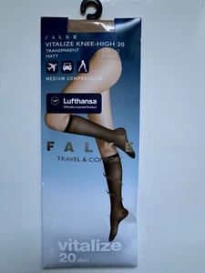 New $30 Falke Dore Lufthansa OTC Medium Compression Sheer Socks Sz M - L - Picture 1 of 3