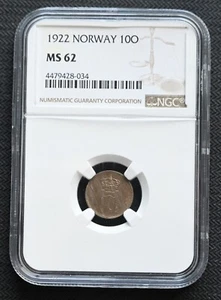 1922 Norway 10 Ore NGC MS62 Uncirculated KM#378 - Picture 1 of 2