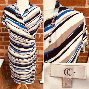 Country Casuals Gr. 18 blau beige weiß Kleid Hochzeit TOP L2 - Bild 1 von 7