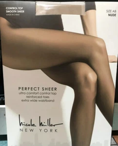 Nicole Miller Perfect Sheer Control Top Strumpfhose ~ Nude ~ Größe AB - Neu in Verpackung - Bild 1 von 6