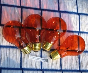 BOXof4 new AMBER orange 25w PARTY LIGHT BULB 25 watt A19 regular 130V FIREPLACE  - Picture 1 of 2