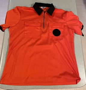 Law Five Soccer Referee Umpire Shirt Mens Large Orange Short Sleeve - Picture 1 of 10