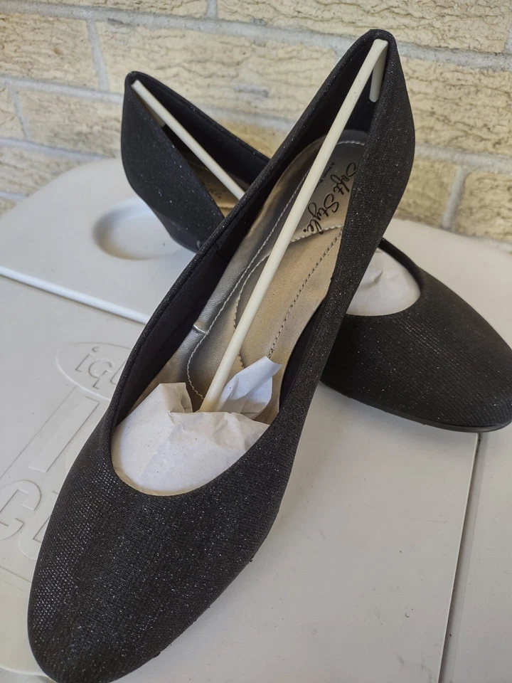 Tela Cósmica Negra Estilo Suave Por Angel II 9.5ew Nos Tacón Bajo Ancho Brillante Foto 1 de 4