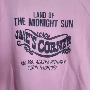 Vintage 80er Jakes Corner Bar Alaska Highway Yukon Territory Sweatshirt XL pink - Bild 1 von 4