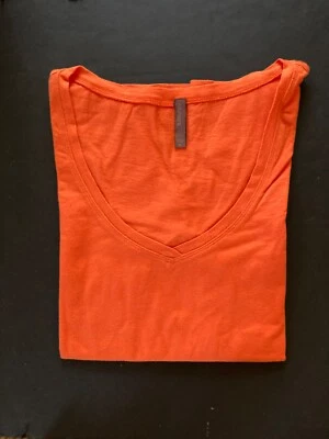 Shimera Long Sleeve V-Neck T-Shirt/Cotton Modal & Spandex/Bright Orange/Sz M/NEW - Image 1 of 3