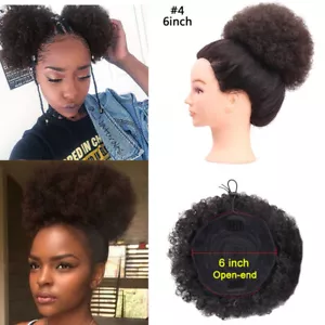 6" 8" Afro Kinky Curly Bun Updo Clip In Hairpiece Drawstring Ponytails Puff Bun - Picture 1 of 18