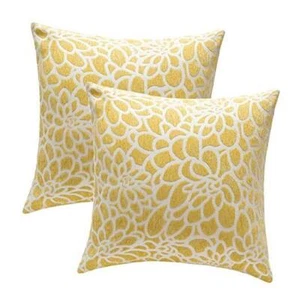 Decorative Square Throw Pillow Covers Set Flower 18" x 18" (Pack of 2) Yellow - Picture 1 of 7