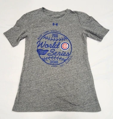 Chicago Cubs Shirt Mens Small Under Armour World Series MLB Baseball Gray 289 - Image 1 of 4