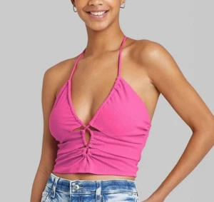 Nuovo Wild Fable Berry rosa stringato davanti versatile piccolo supporto top (medio) SP - Foto 1 di 5