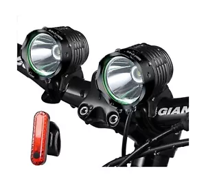 Night Eyes-2400 Lumens(1200LMx2) Mountain Bike Headlight Bike Light -Recharge... - Picture 1 of 9