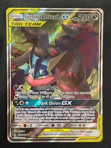 Pokémon arte completo alternativo Greninja & Zoroark GX 201/214 enlaces ininterrumpidos - casi nuevo - Imagen 1 de 3