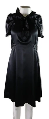 Vestido de seda MARC JACOBS US 2 negro manga corta con volantes ajuste y acampanado para mujer Foto 1 de 4