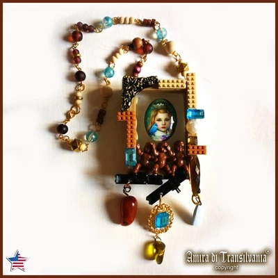 Vintage Assemblage Jewelry Necklace Baroque Rococo Pendant Luxury Cameo Jewelery - Image 1 of 4