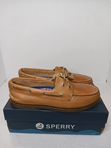 Sperry Top-Sider Womens Tan Leather AO 2 Eye WW Boat Shoes Size 8 W - Picture 1 of 6