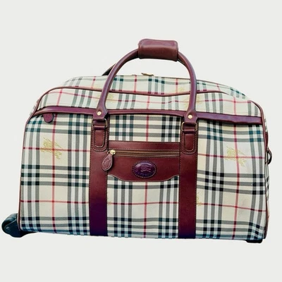 Burberry Haymarket Trolley Bag Nova Check Travel Duffle Rolling Wheels READ - Image 1 of 4
