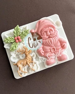 Santa, Rudolph, and Holly leaves Silicone Mold - Picture 1 of 6