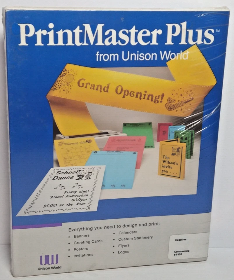 New NOS Printmaster Plus For Commodore 64 64c 128 128D SX64 Minty Big Box L@@K - Image 1 of 4